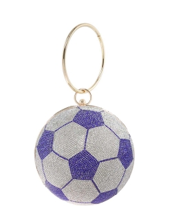 Full Rhinestone Soccer Ball Clutch 6680  BLUE